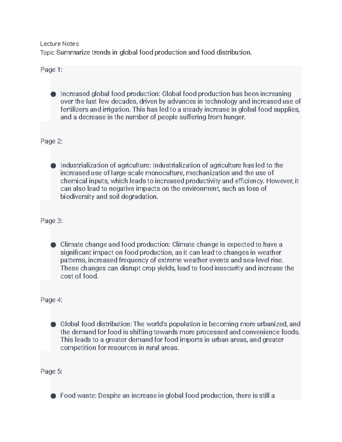 GEOG212(8 - Summarize trends in global food production and food ...