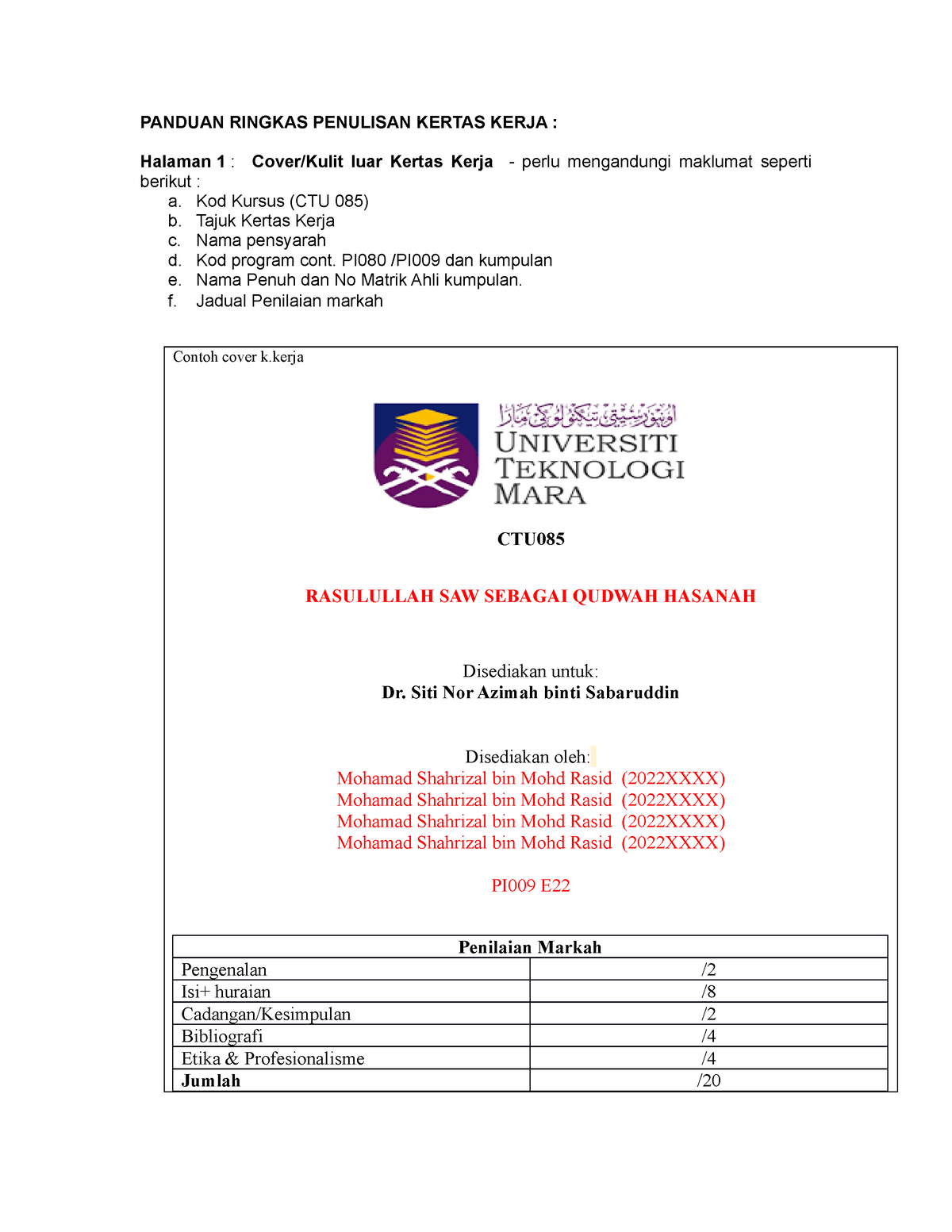 Panduan Penulisan Kertas Kerja - PANDUAN RINGKAS PENULISAN KERTAS KERJA ...