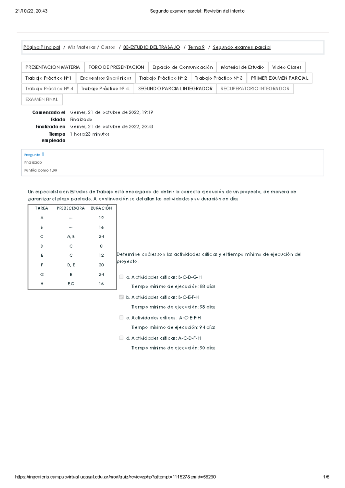 Segundo Examen Parcial Revisión Del Intento - Página Principal /Mis ...