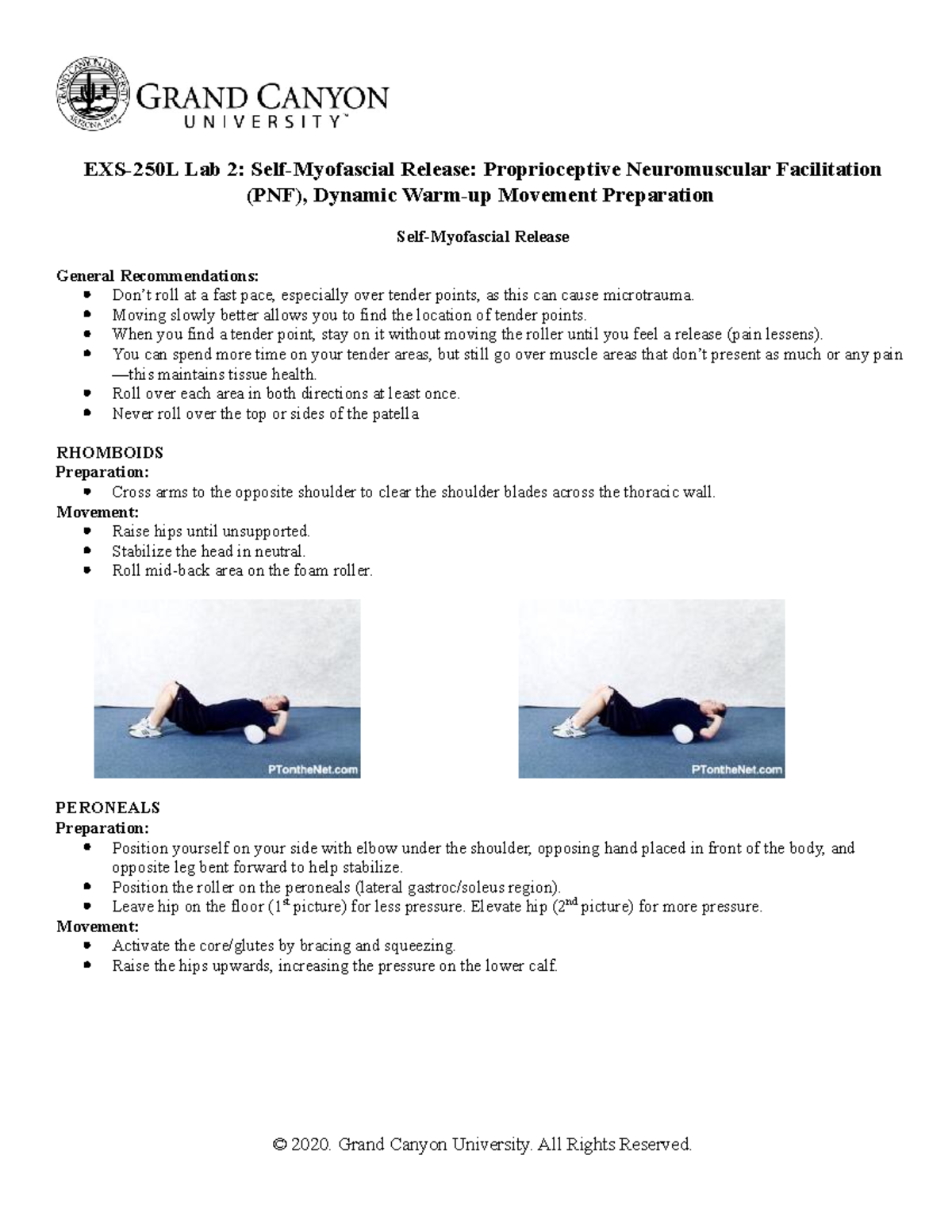 LAB 2- SELF- Myofascial Release - EXS-250L Lab 2: Self-Myofascial