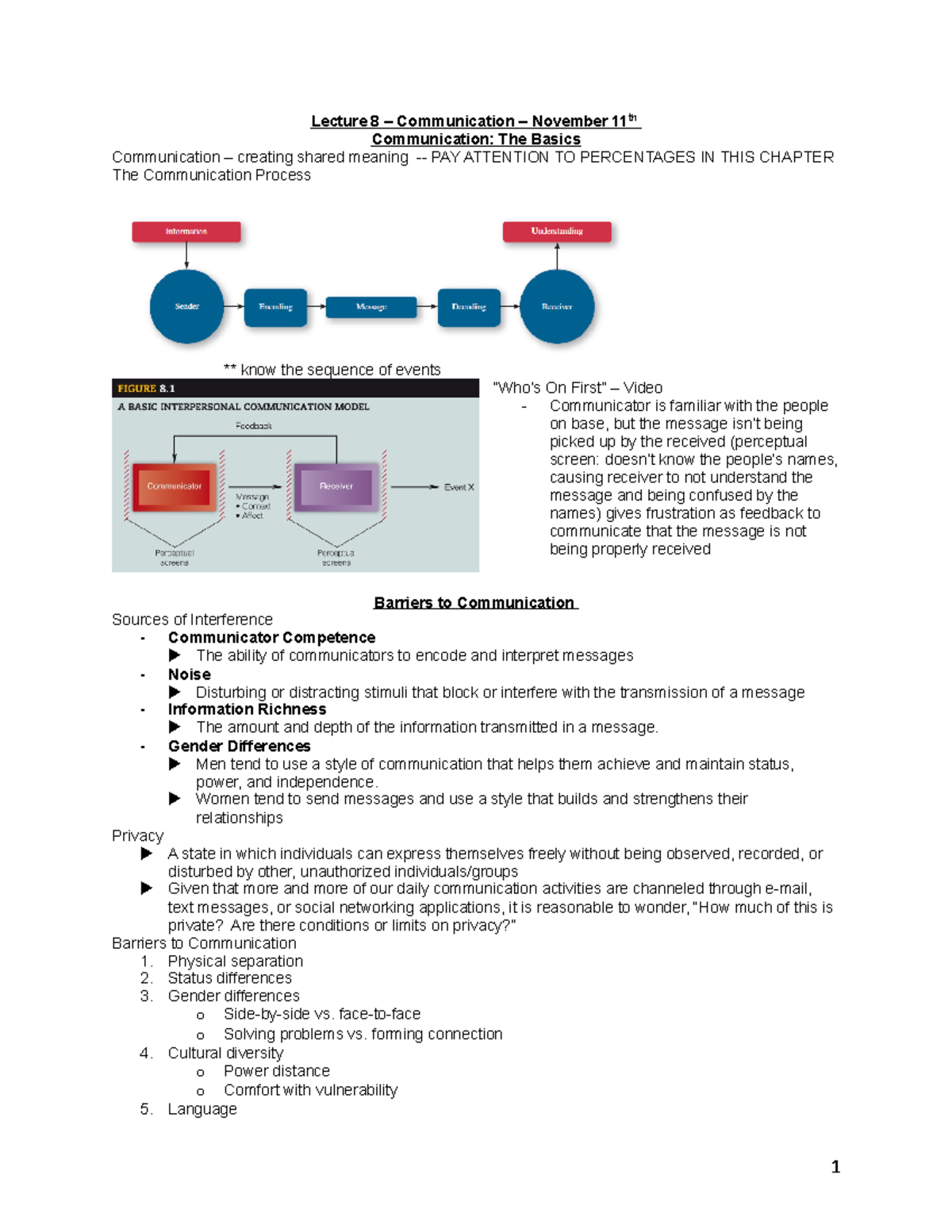 Lecture 8 – Communication – November 11th - Lecture 8 Communication ...