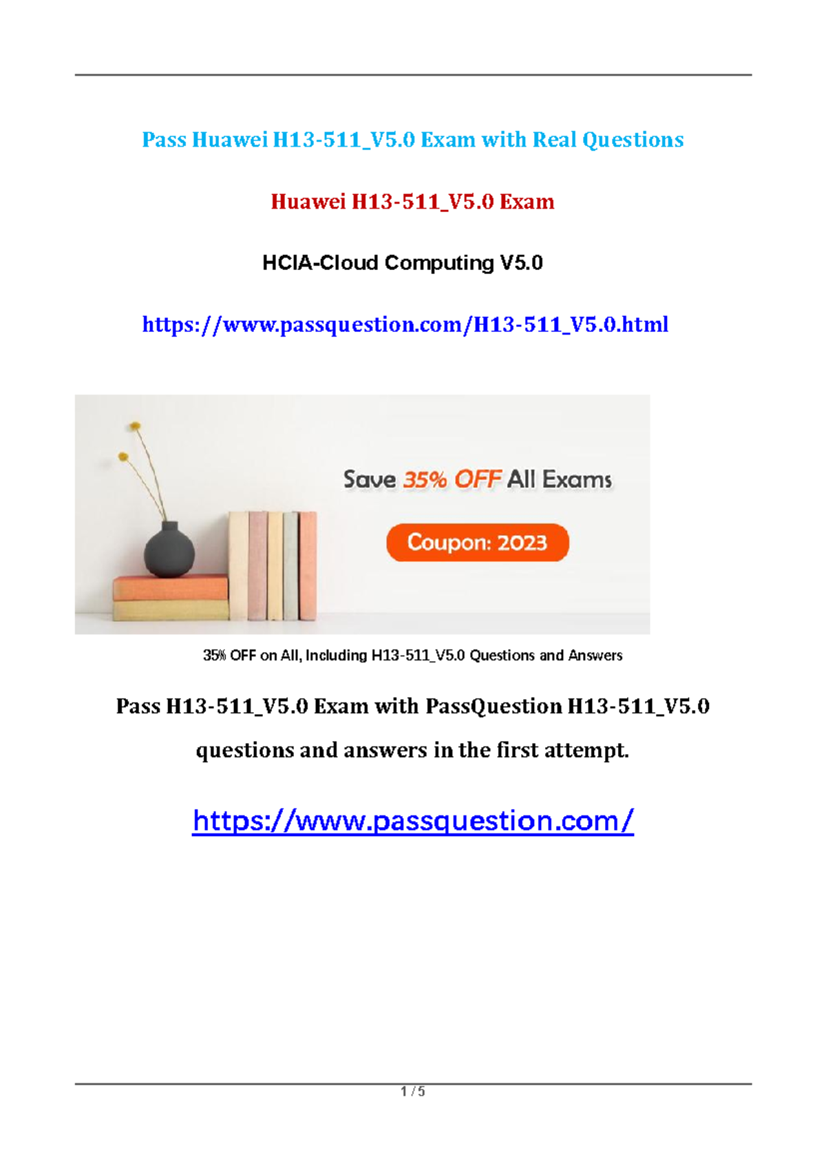 H13-511 V5.0 HCIA-Cloud Computing V5.0 Exam Questions - Pass Huawei H13 ...