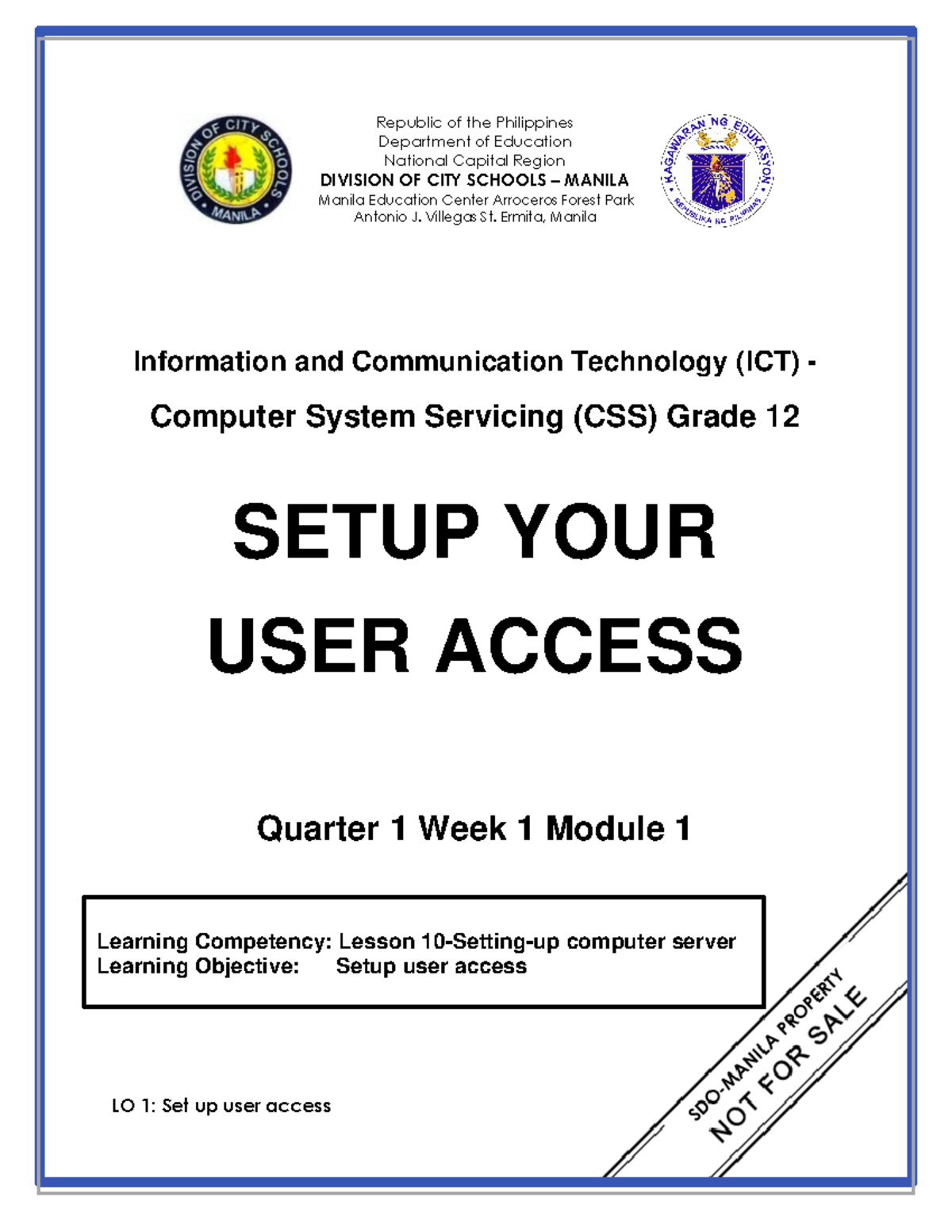 ICT-CSS 12 Q1 W1 Mod1 - Republic Of The Philippines Department Of ...