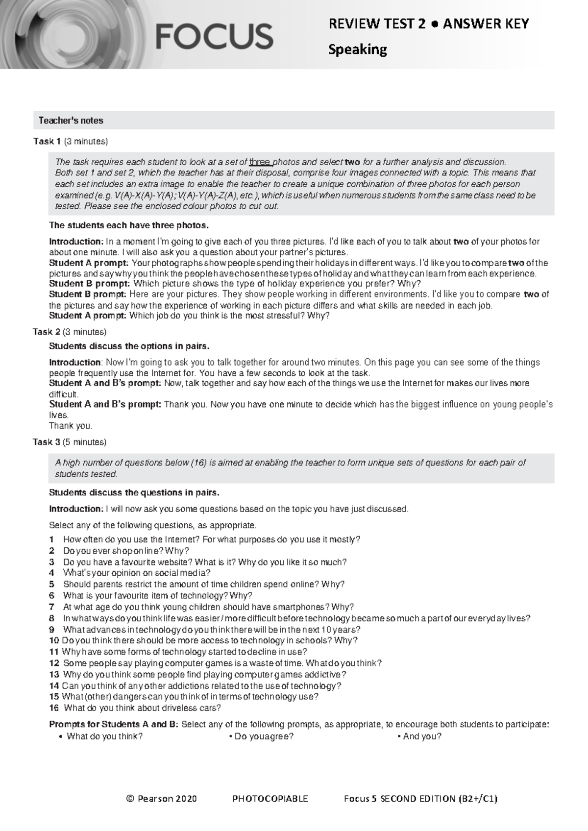 Sprawdzian J.angielski 1 Liceum Focus Review 2 www.studocu.com