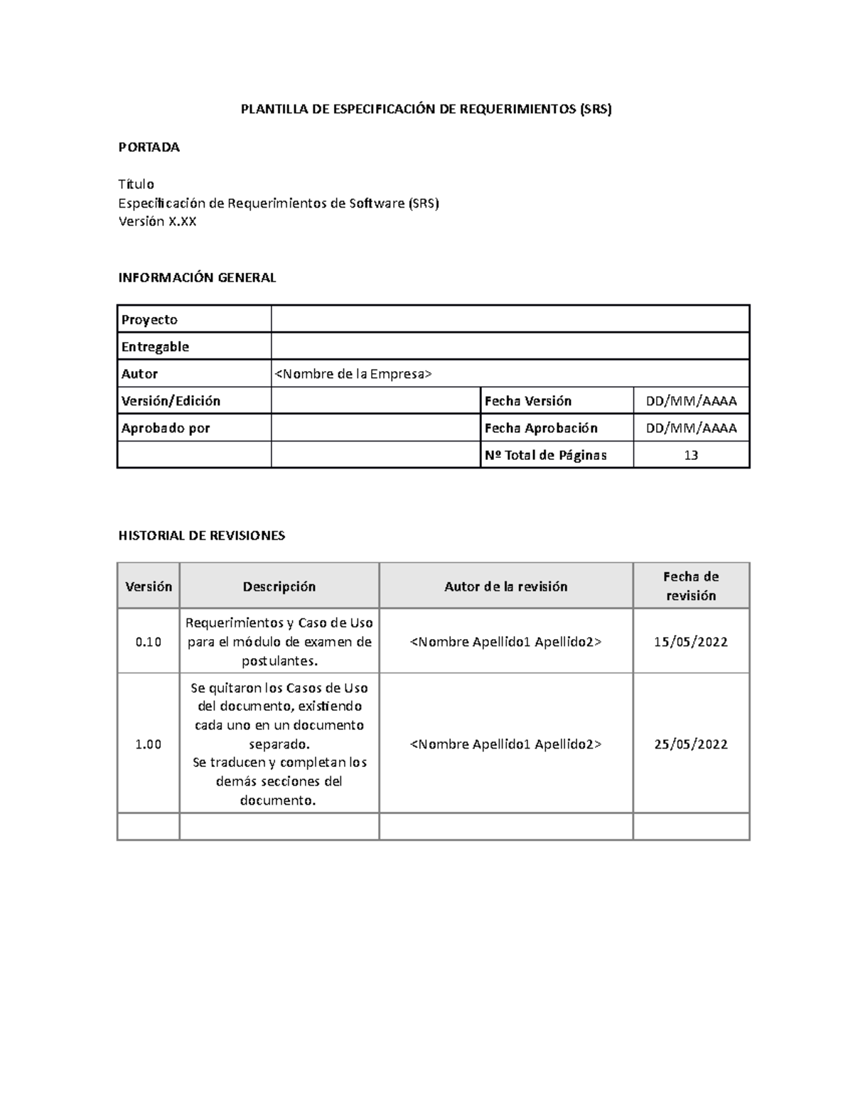 Plantilla SRS - Swww - PLANTILLA DE ESPECIFICACIÓN DE REQUERIMIENTOS ...