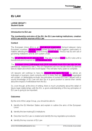 EU SG 8 - Eu law - EU LAW LARGE GROUP 8 Student Guide EU Competition ...
