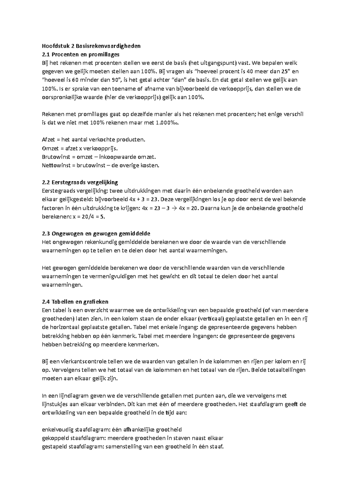 Beco Samenvatting Havo 4 - Hoofdstuk 2 Basisrekenvaardigheden 2 ...