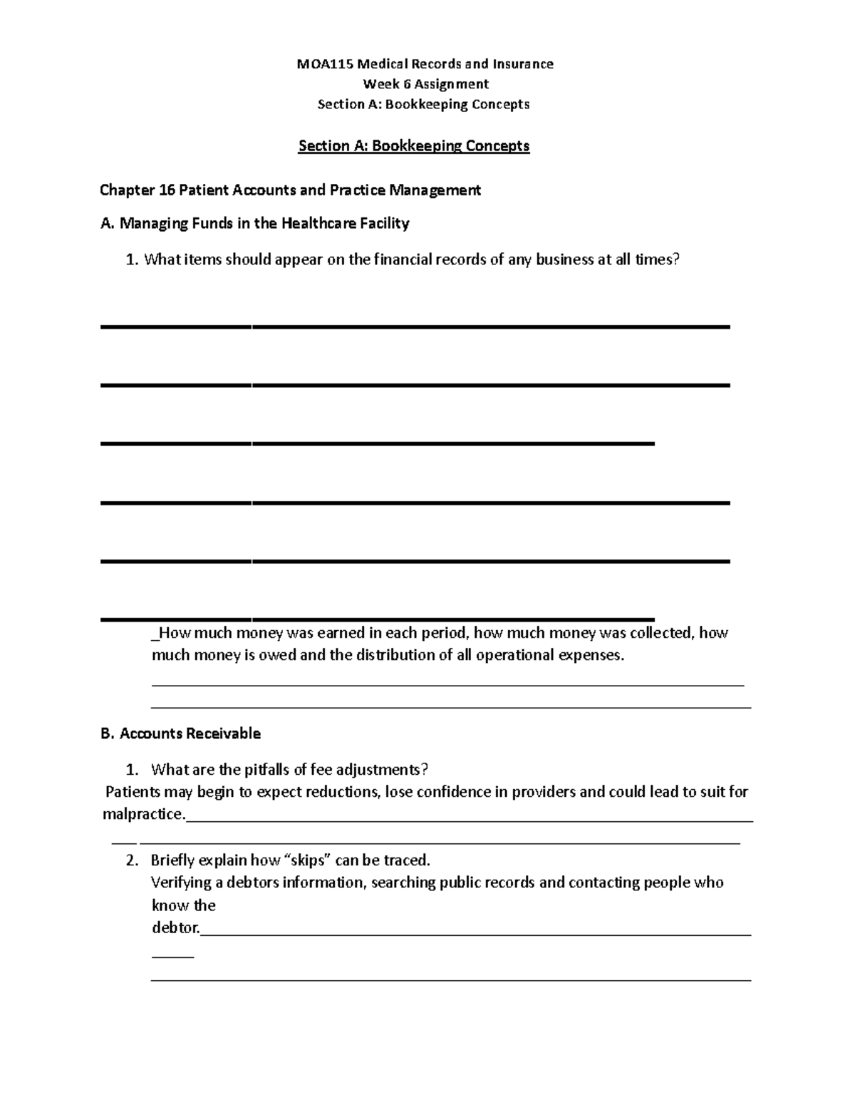 Week 6 Assignment Worksheet.pdf Complete - Week 6 Assignment Section A