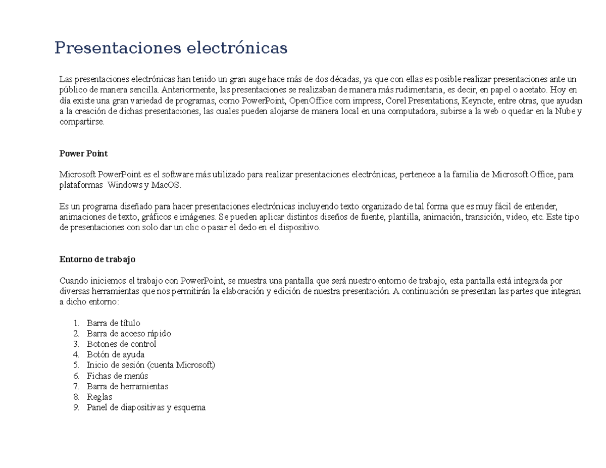 Presentaciones electrónicas - Presentaciones electrónicas Las ...
