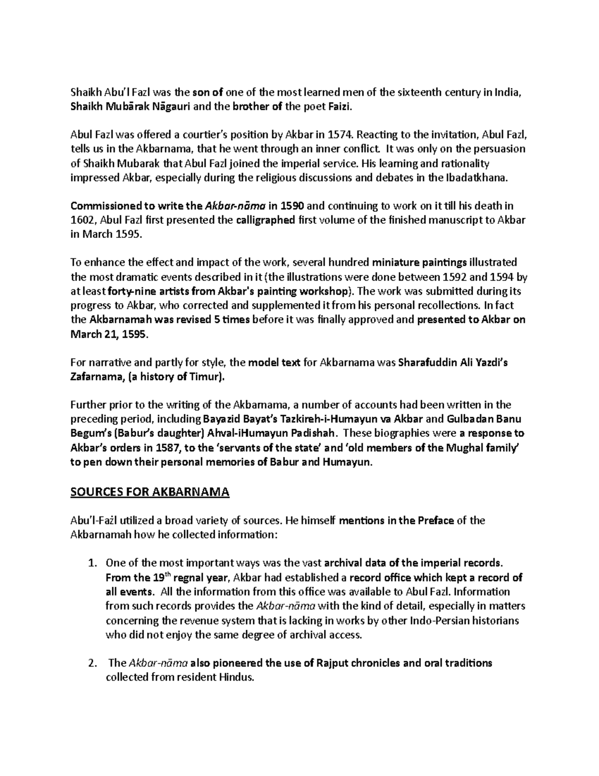 Akbarnama - notes - Shaikh Abu’l Fazl was the son of one of the most ...