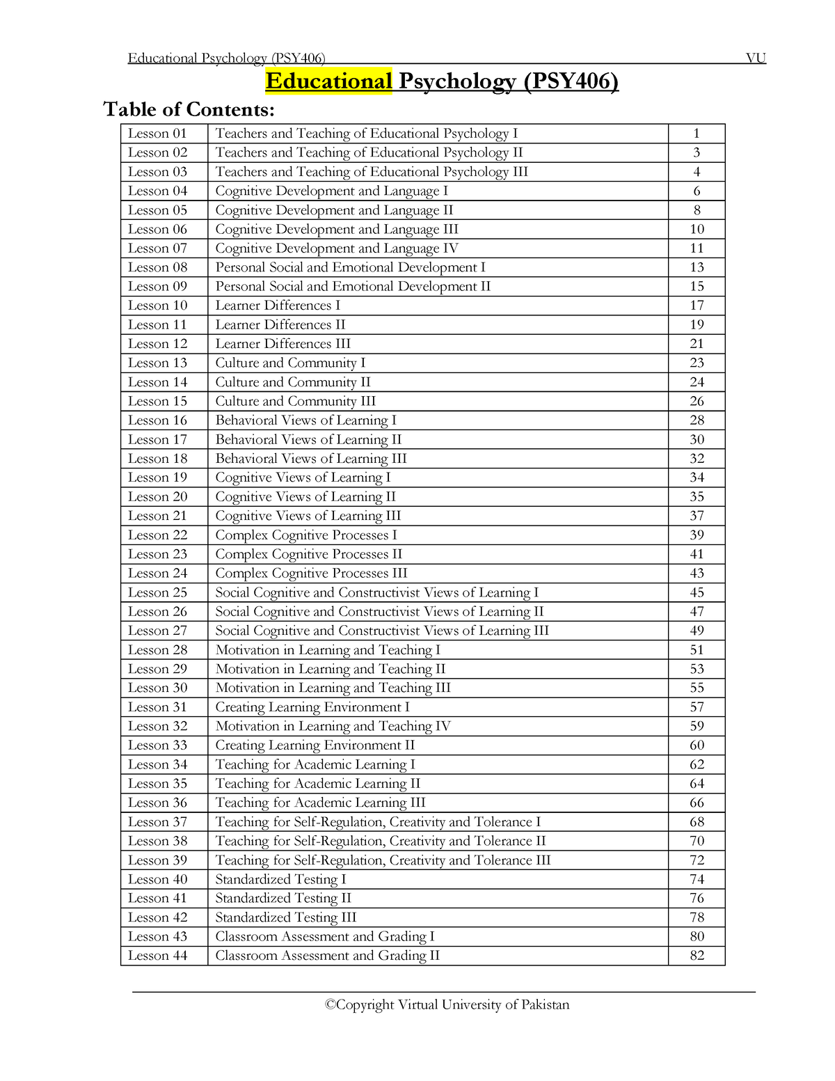 PSY406 Handouts Highlights For Final - - Studocu