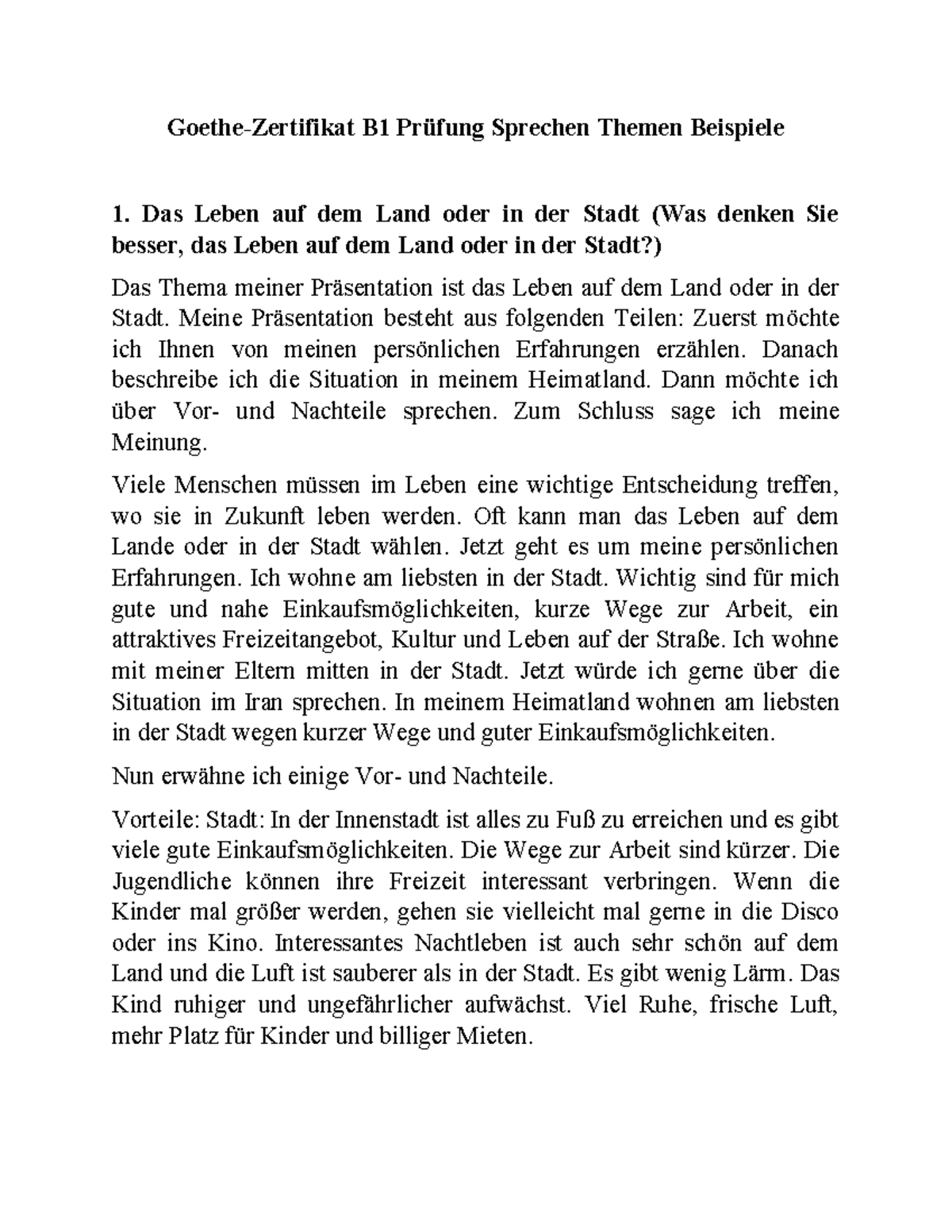 B1 Prüfung übungen Pdf 2023 B1 Thema Präsentation - Goethe-Zertifikat B1 Pr ̧fung Sprechen Themen