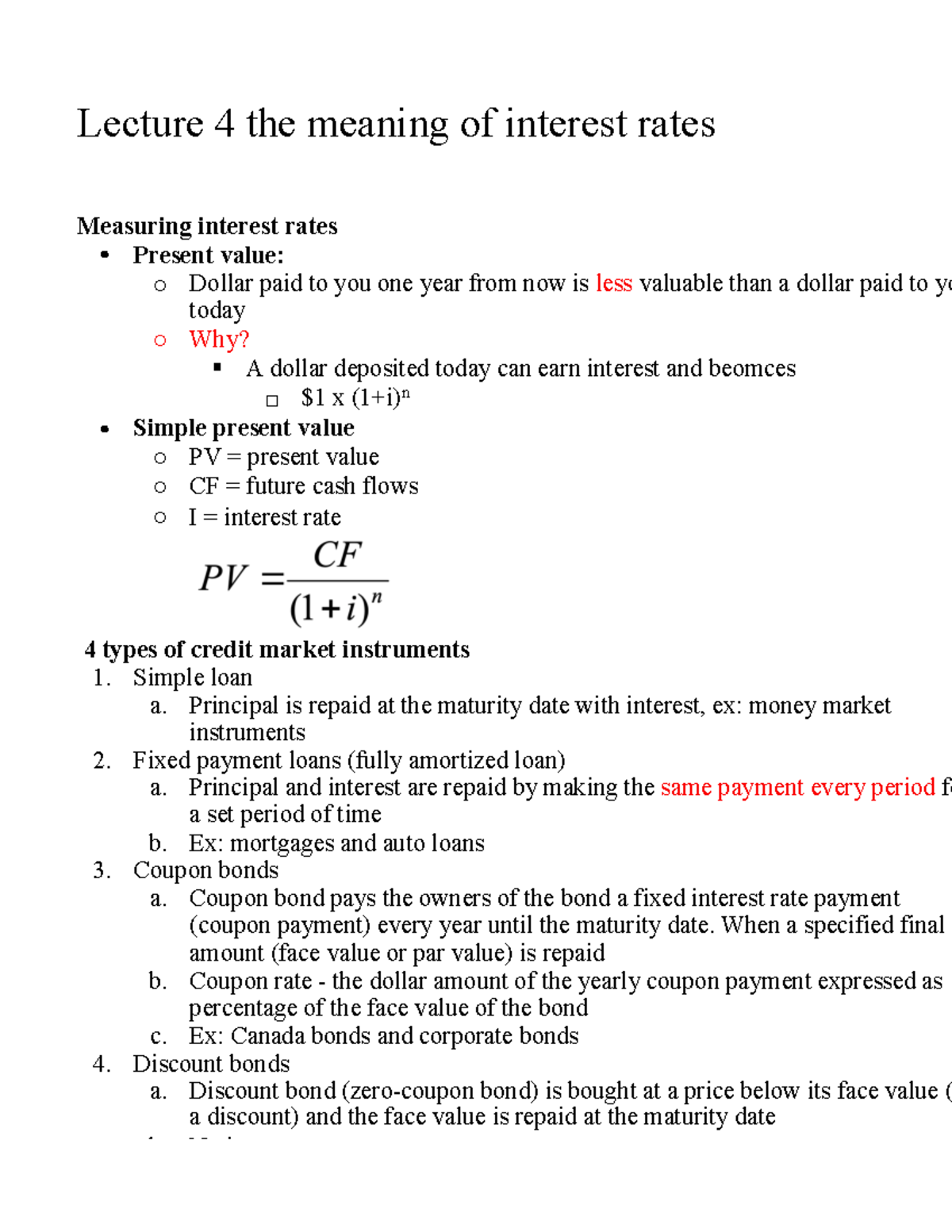 Lecture 4 The Meaning Of Interest Rates - Warning: TT: Undefined ...