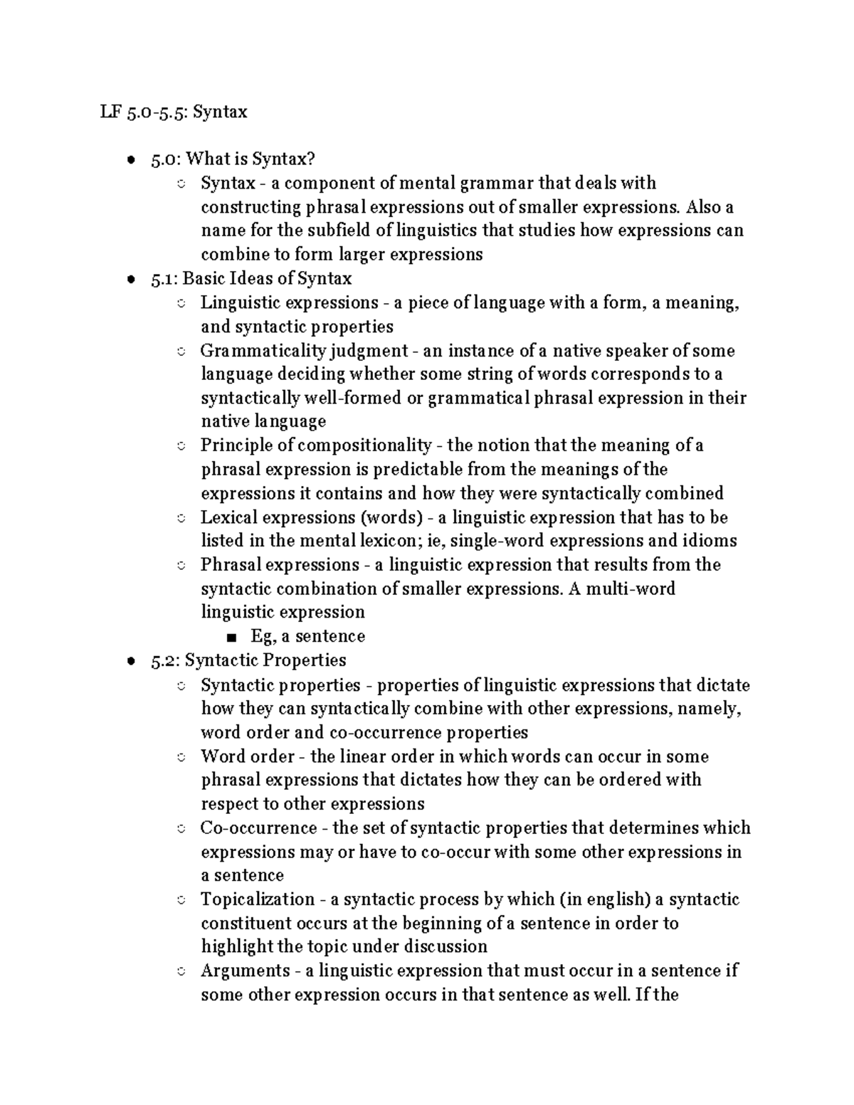 Quiz 3 LF 5-7 - Danis - LF 5.0-5: Syntax 5: What is Syntax? Syntax - a ...