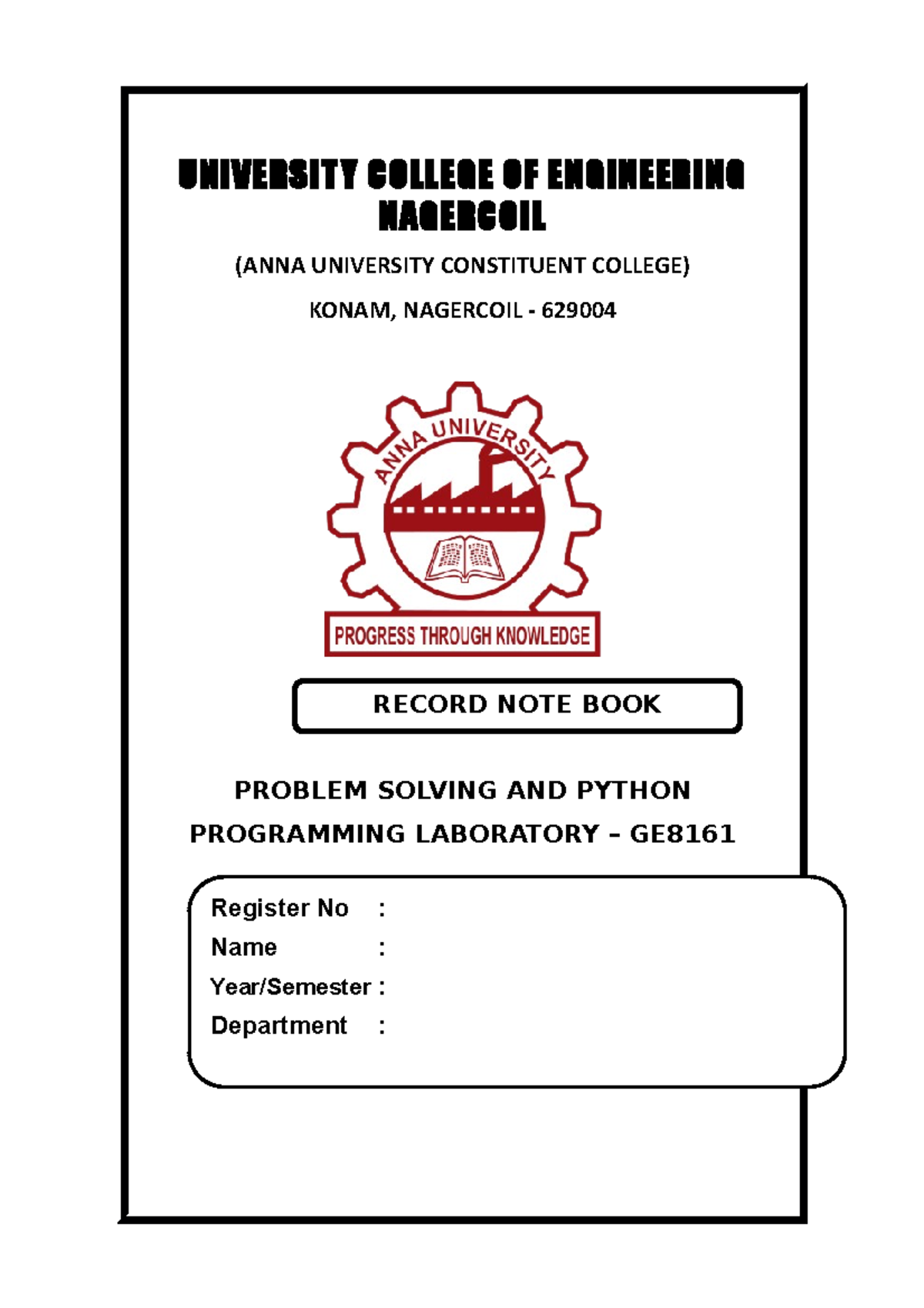 Python lab index page and programs - UNIVERSITY COLLEGE OF ENGINEERING ...