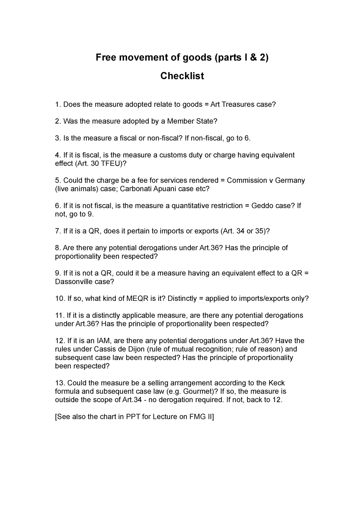 free movement of goods essay questions