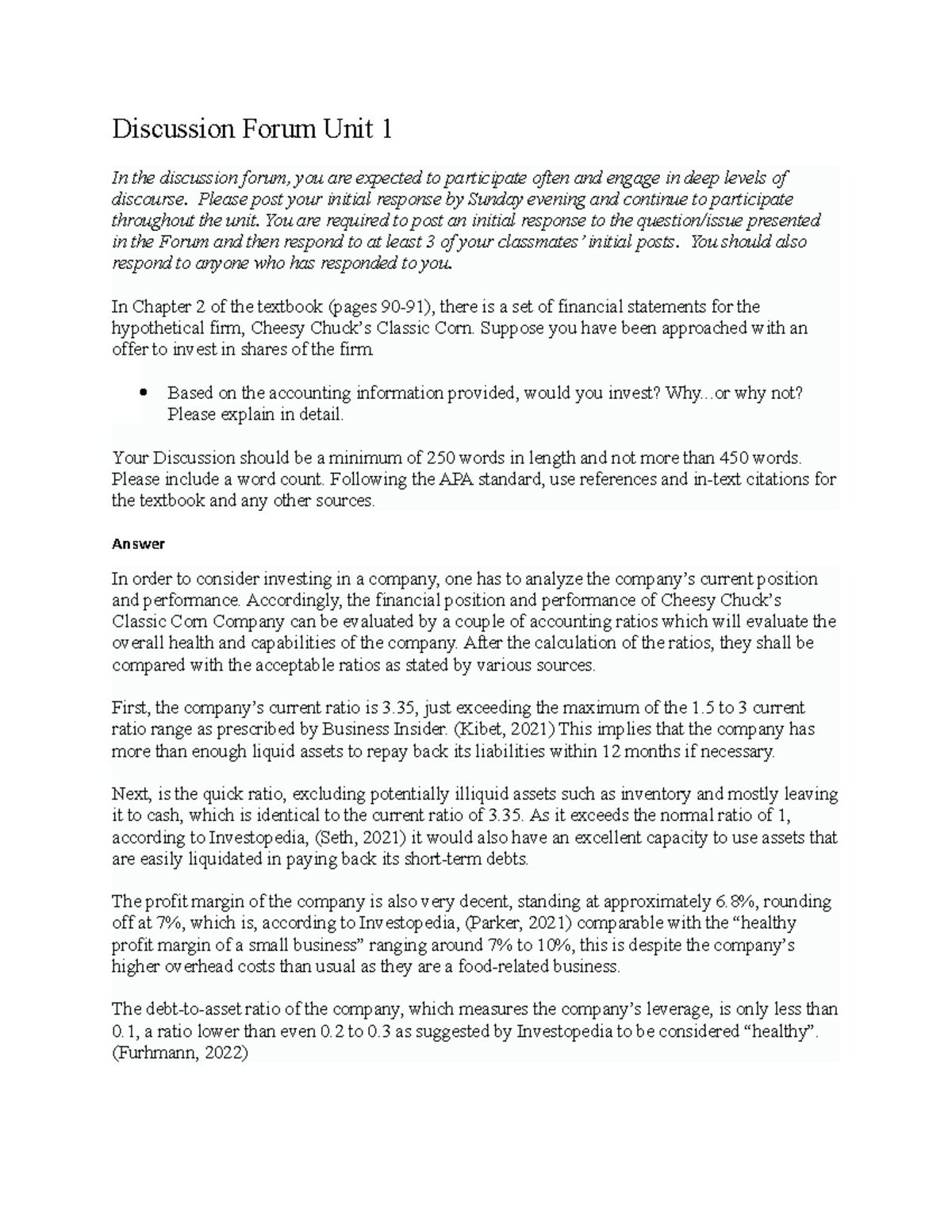 BUS 1102 Discussion Forum Unit 1 - Discussion Forum Unit 1 In the ...