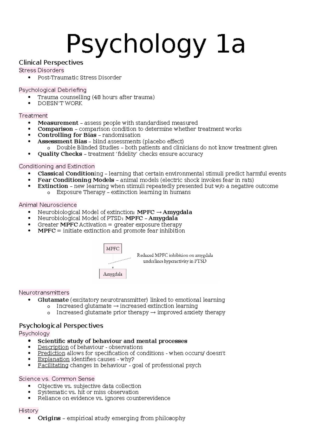 PSYC1001 - Psychology 1a Clinical Perspectives Stress Disorders Post ...