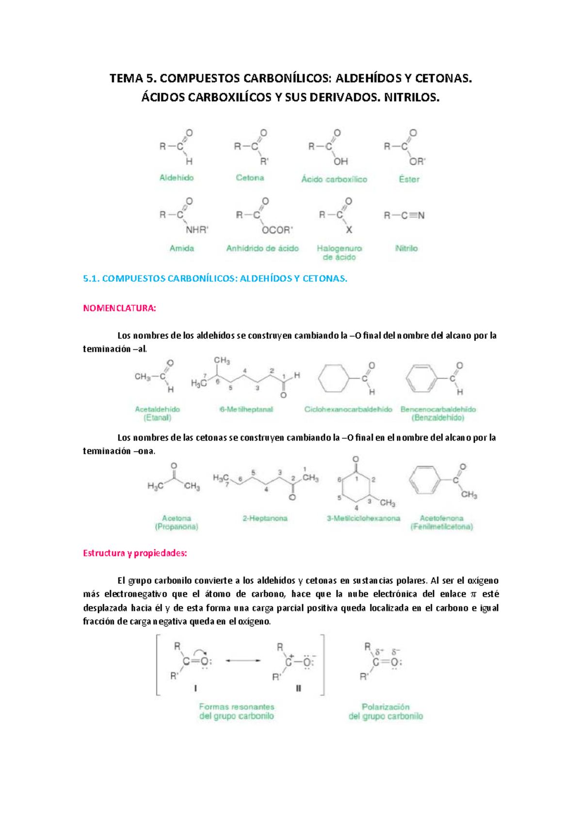 Resumen - Tema 5 - Compuestos Carbonílicos, Aldehidos y Cetonas - TEMA ...