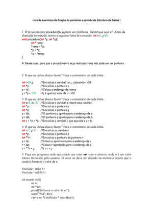 Lista DE Exercícios - Estrutura DE Dados - LISTA DE EXERCÍCIOS ...