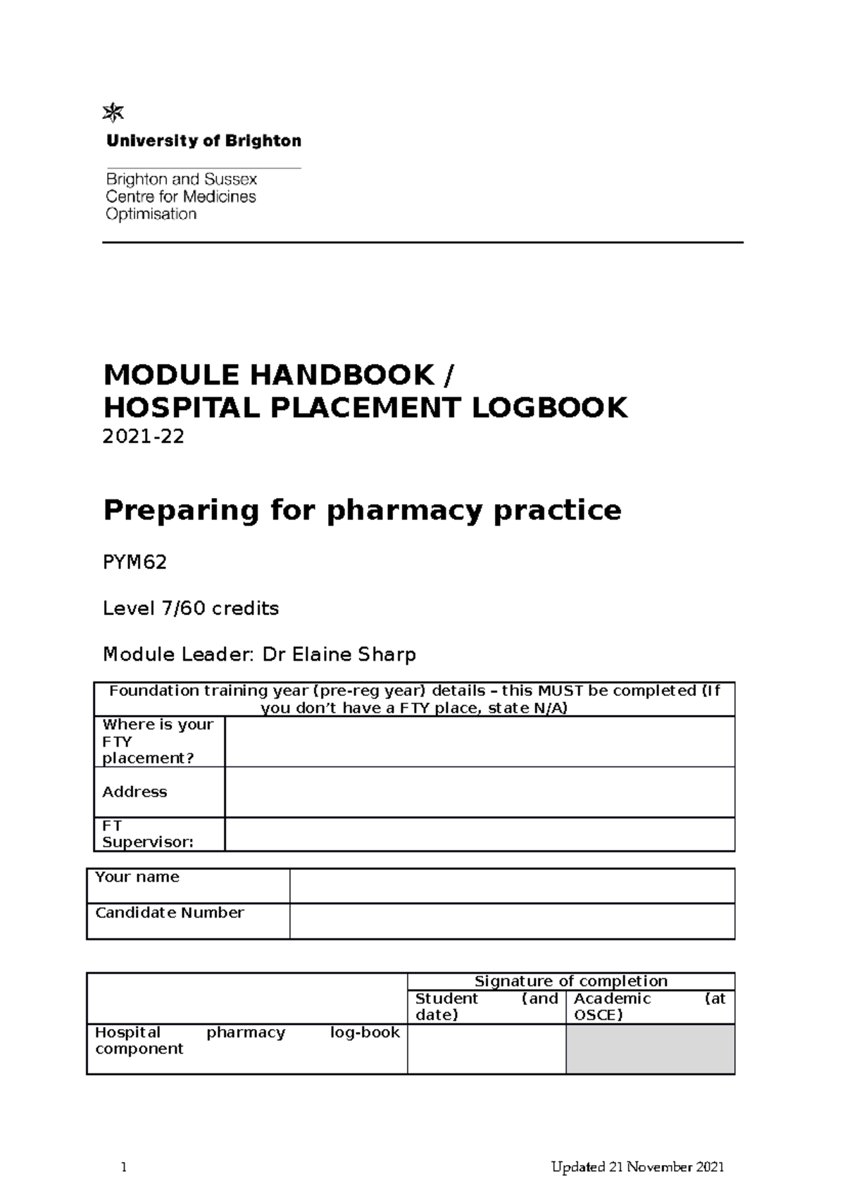 Fourth year hospital logbook updated 01 Nov Port Studocu