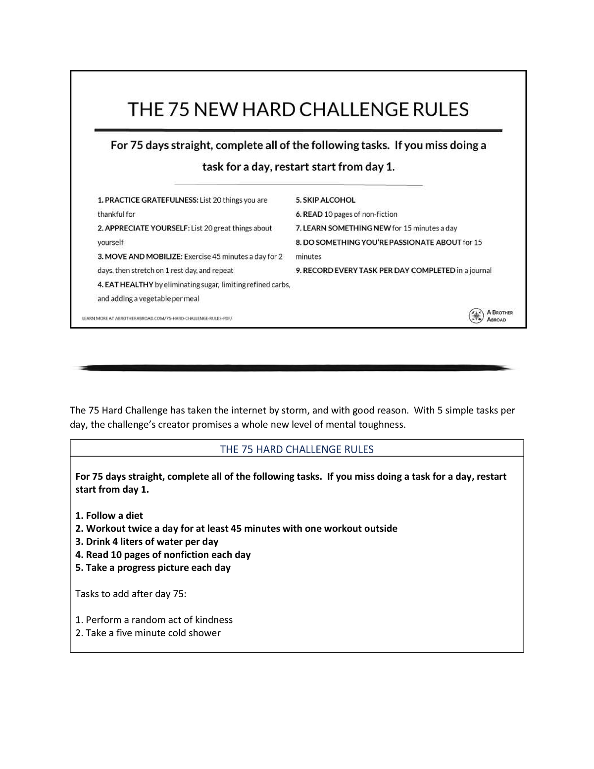 298 75 Hard Challenge Rules PDF - The 75 Hard Challenge has taken the ...