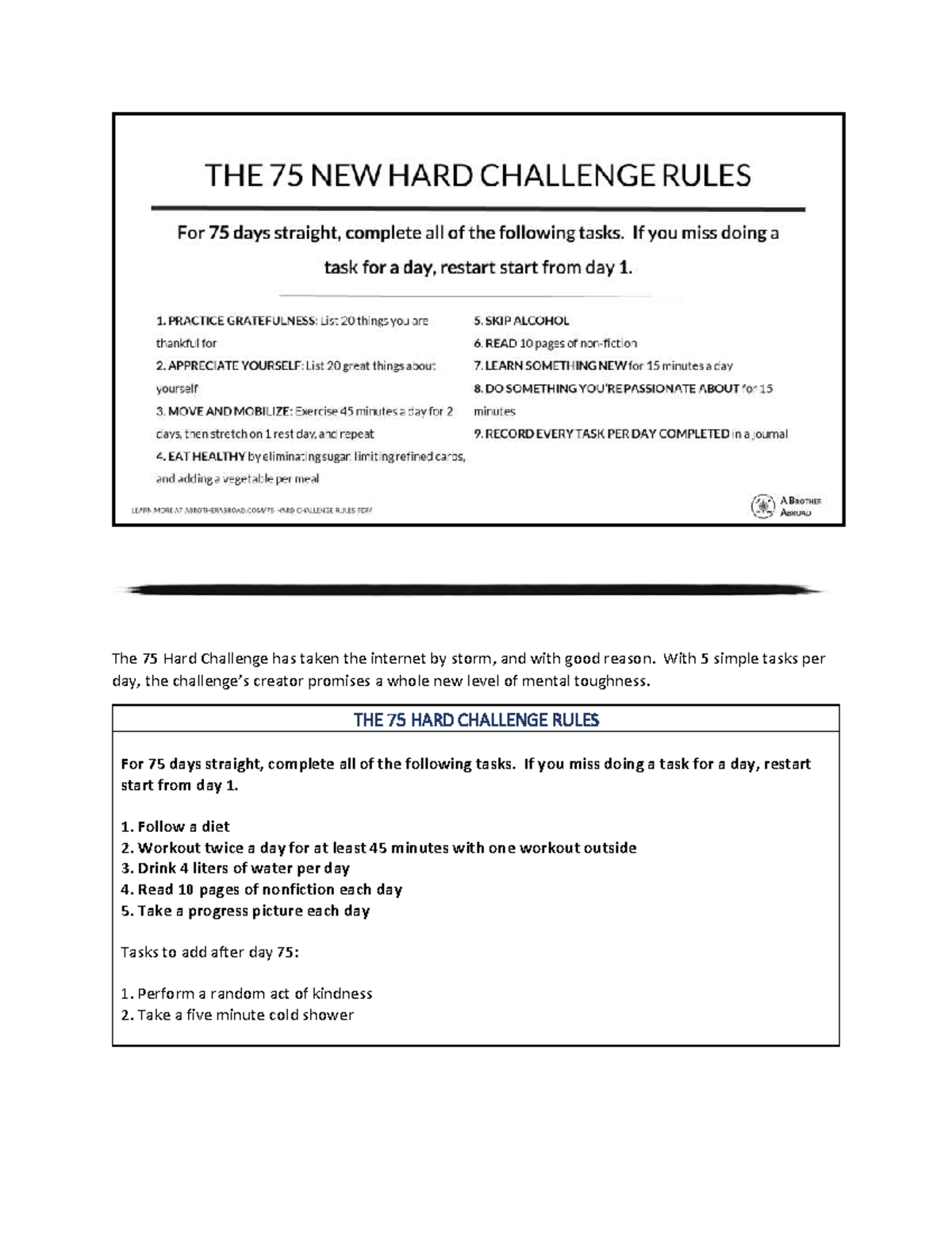 298 75 Hard Challenge Rules PDF The 75 Hard Challenge Has Taken The