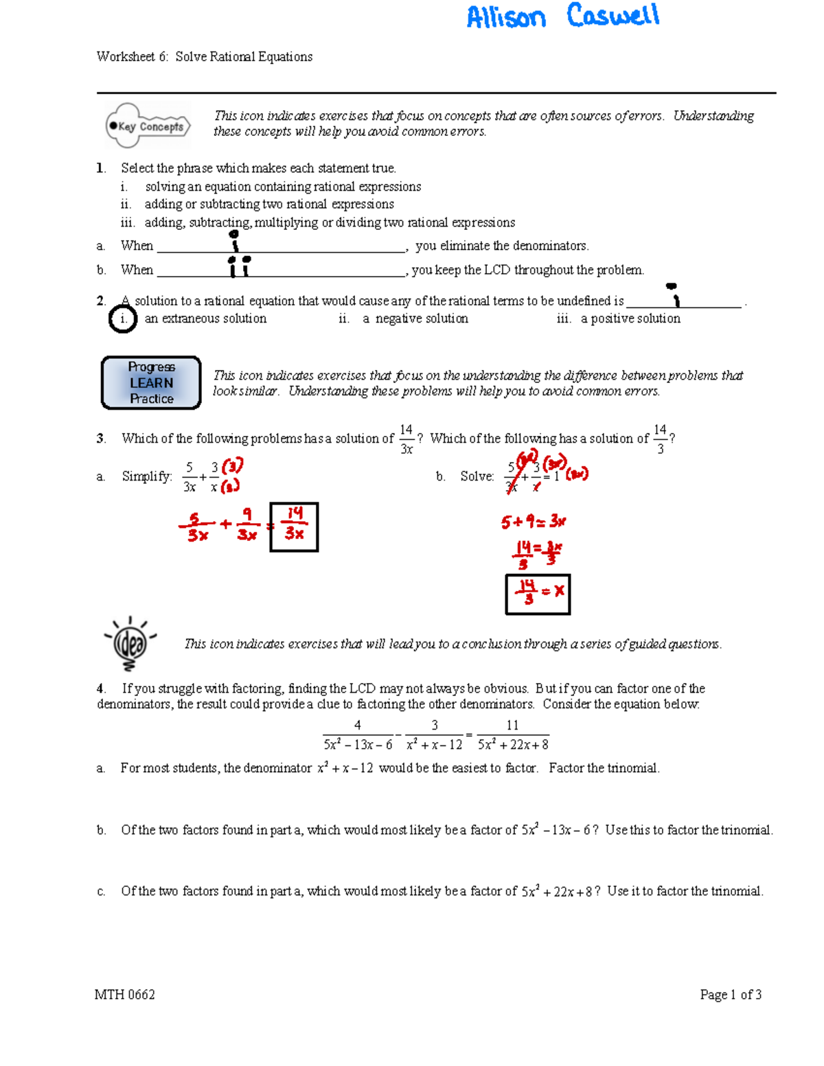 Worksheet 6-Solve Rational Equations d5f16319 d0a8b592bcd8f3f5c2e4a328 ...