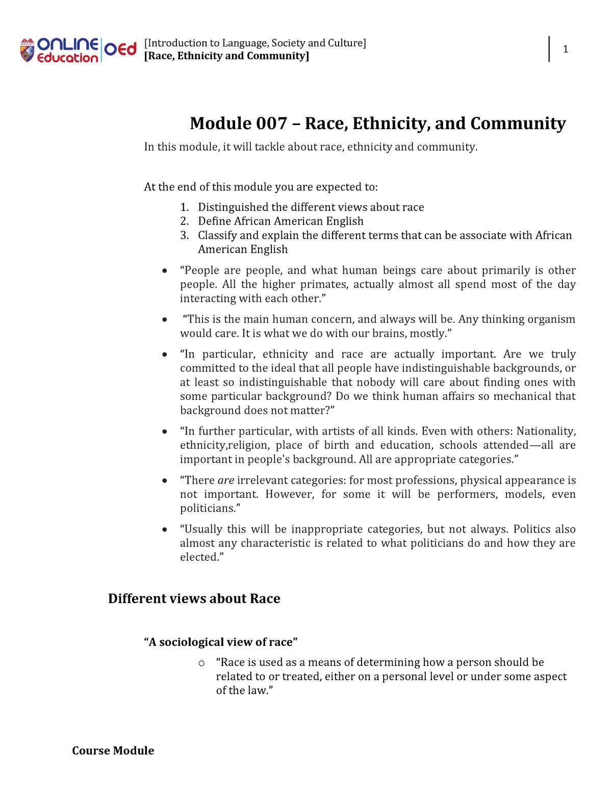 W7 Chapter 6 - Race, Ethnicity, And Community - Module - Communication ...