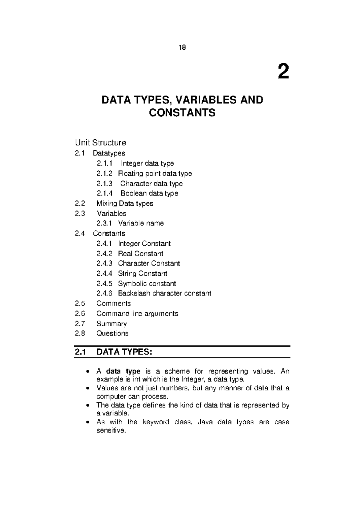Java 1829 DATA TYPES, MIXING DATA TYPES, CONSTANT, Comments, COMMAND