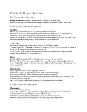 Definition of Organizational Size [7]