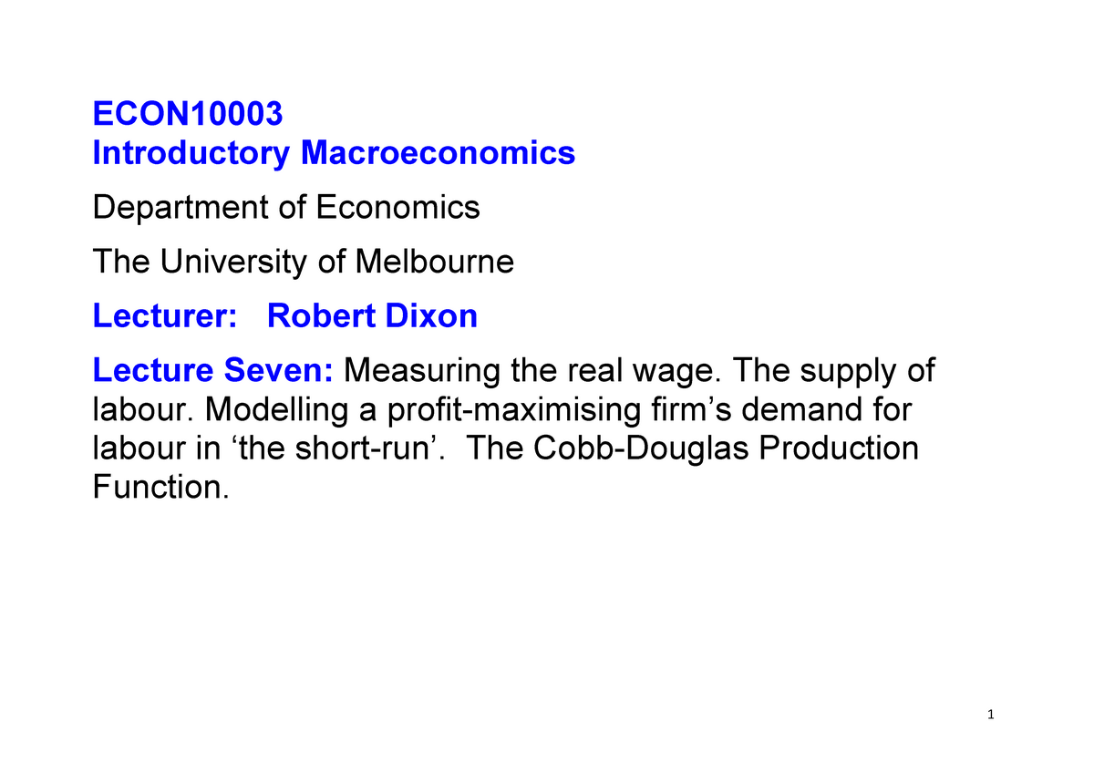 L7 Slides 1pp - Lecture Slide - ECON Introductory Macroeconomics ...