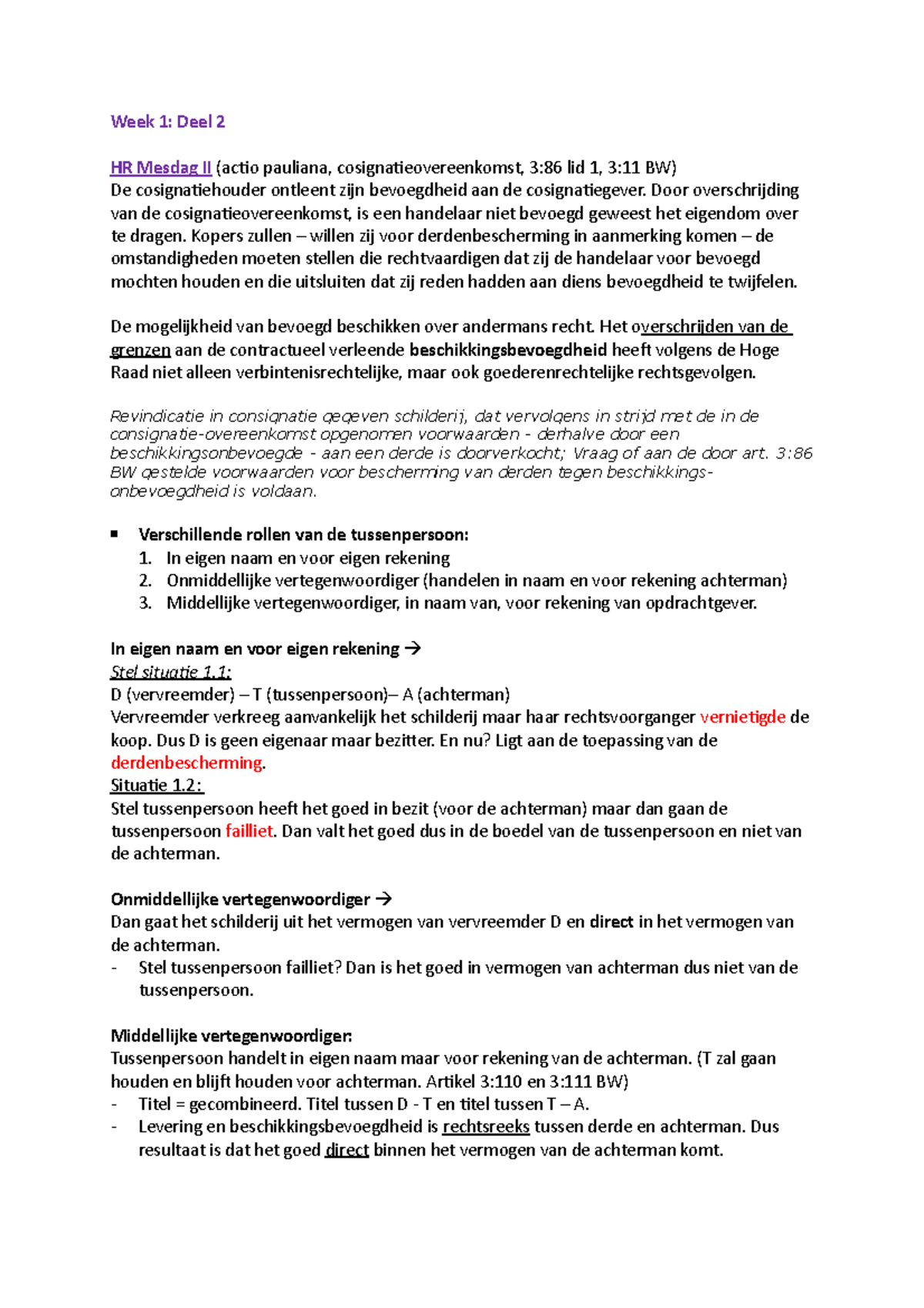 Hoorcollege 1 Goederenrecht - Week 1: Deel 2 HR Mesdag II (actio ...