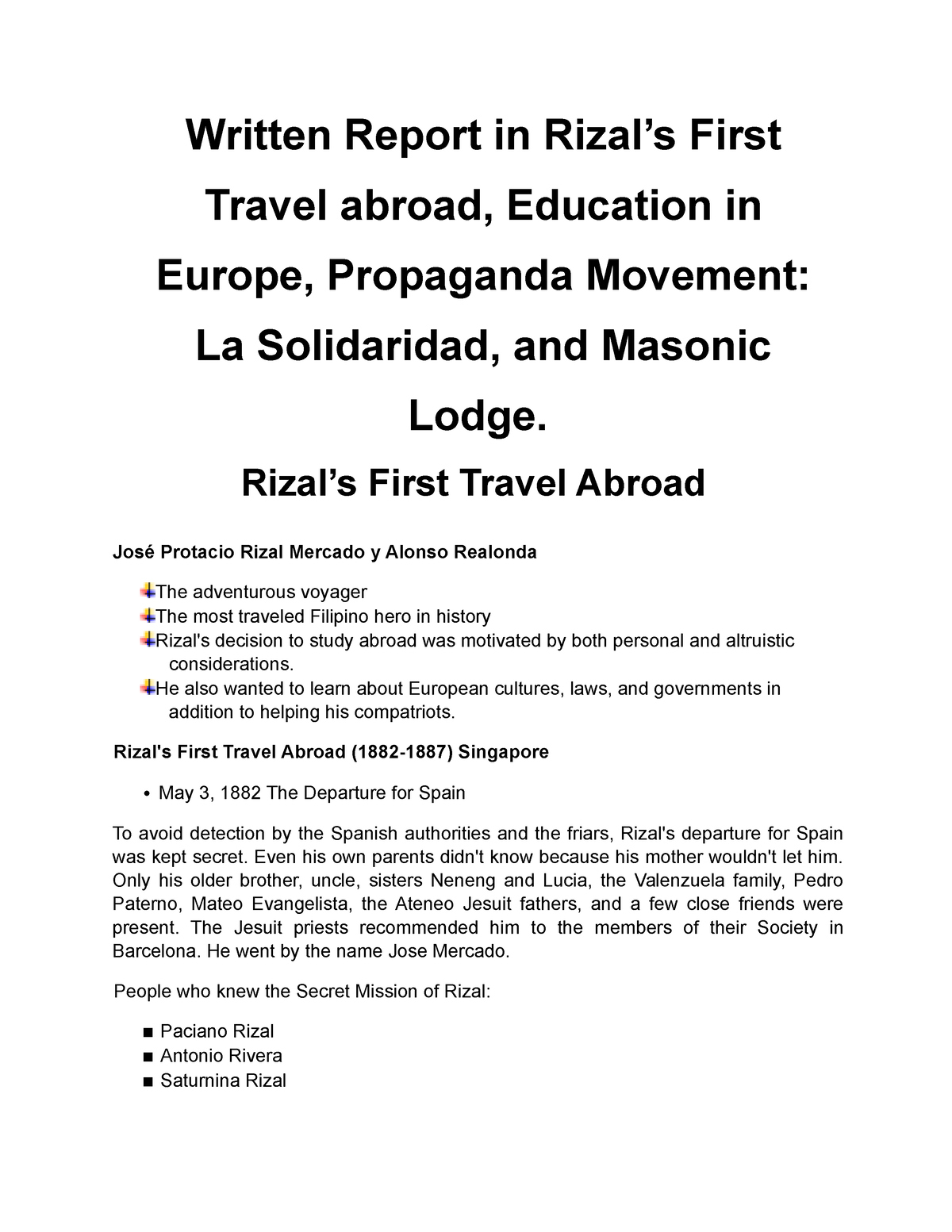 rizal first travel abroad essay