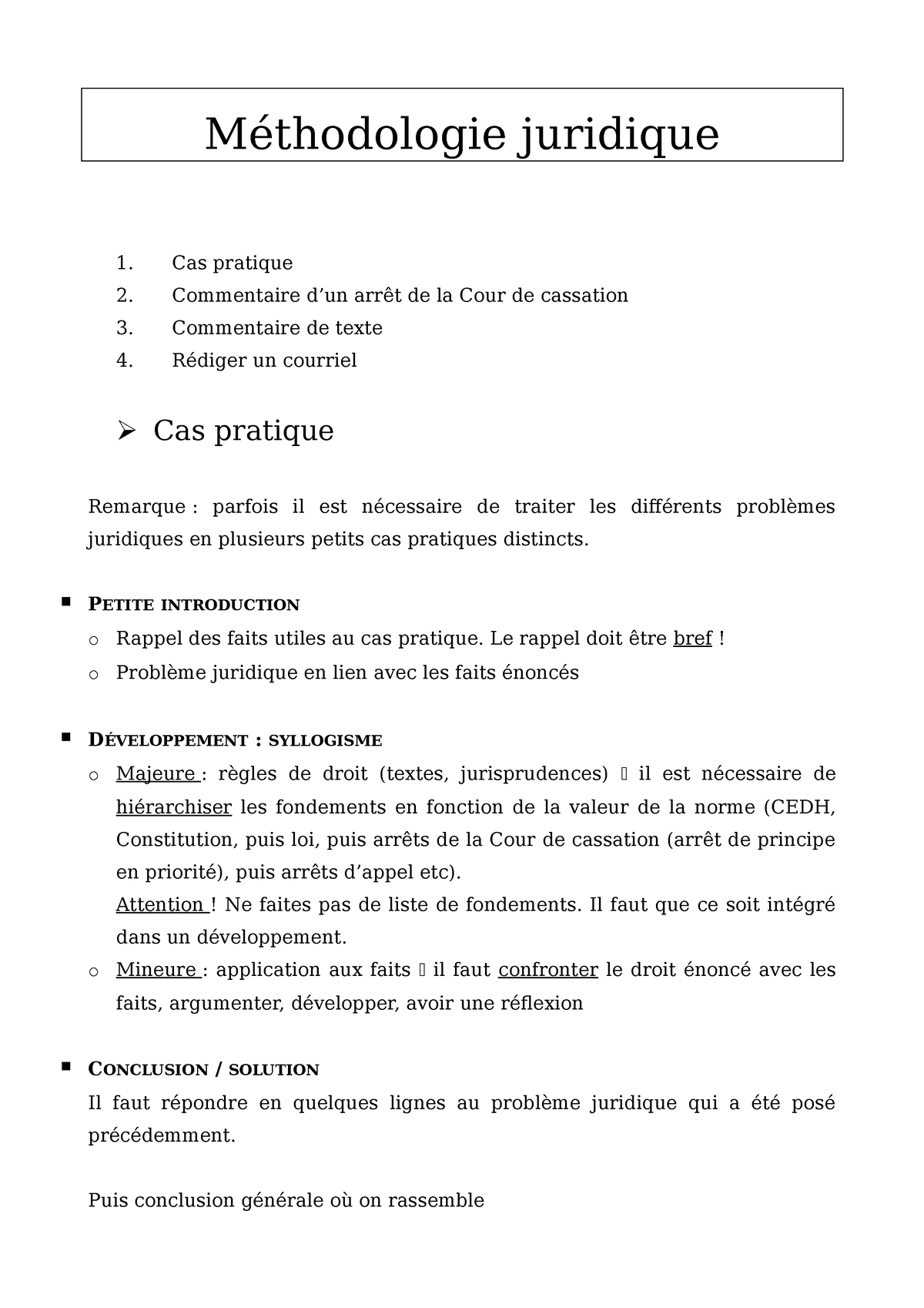 Méthodologie Juridique Méthodologie Juridique Cas Pratique Commentaire Dun Arrêt De La Cour 