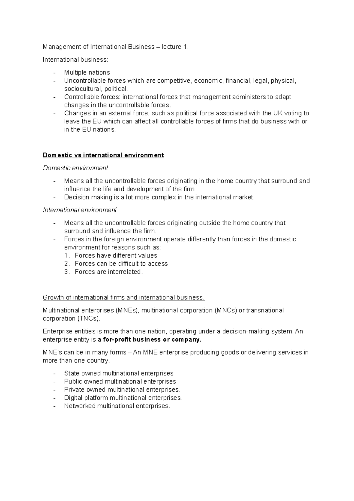 Lecture 1 - Introduction - Management Of International Business ...