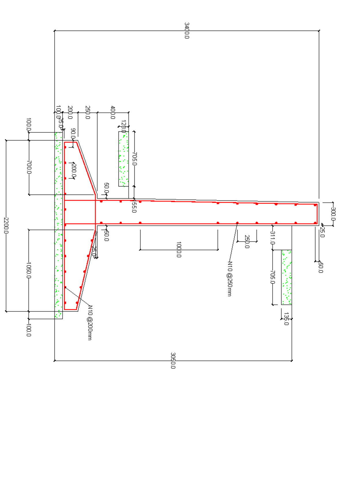 Retaining Wall Drawing - ####### 300. 100. 100. 2200. 700. 1050. 100 ...