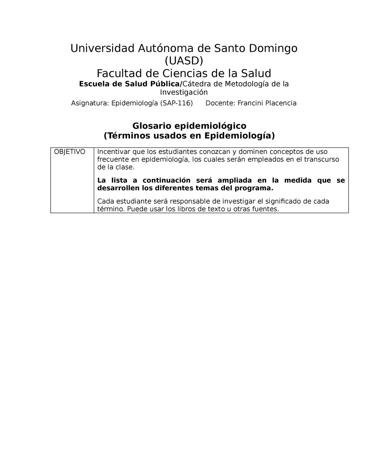 Glosario Epidemiol Ã³gico - Universidad Autónoma De Santo Domingo (UASD ...