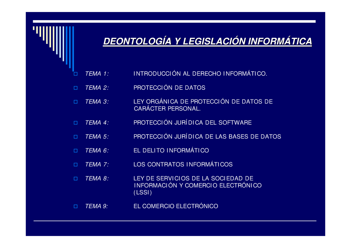 Tema1y2 - Apuntes De Clase - DEONTOLOG DEONTOLOG Í Í A Y LEGISLACI A Y ...