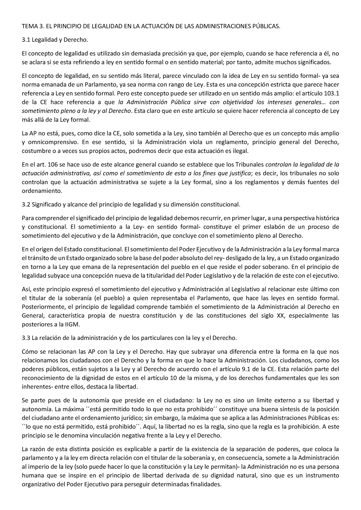 TEMA 3 Admin - TEMA 3. EL PRINCIPIO DE LEGALIDAD EN LA ACTUACI”N DE LAS ...