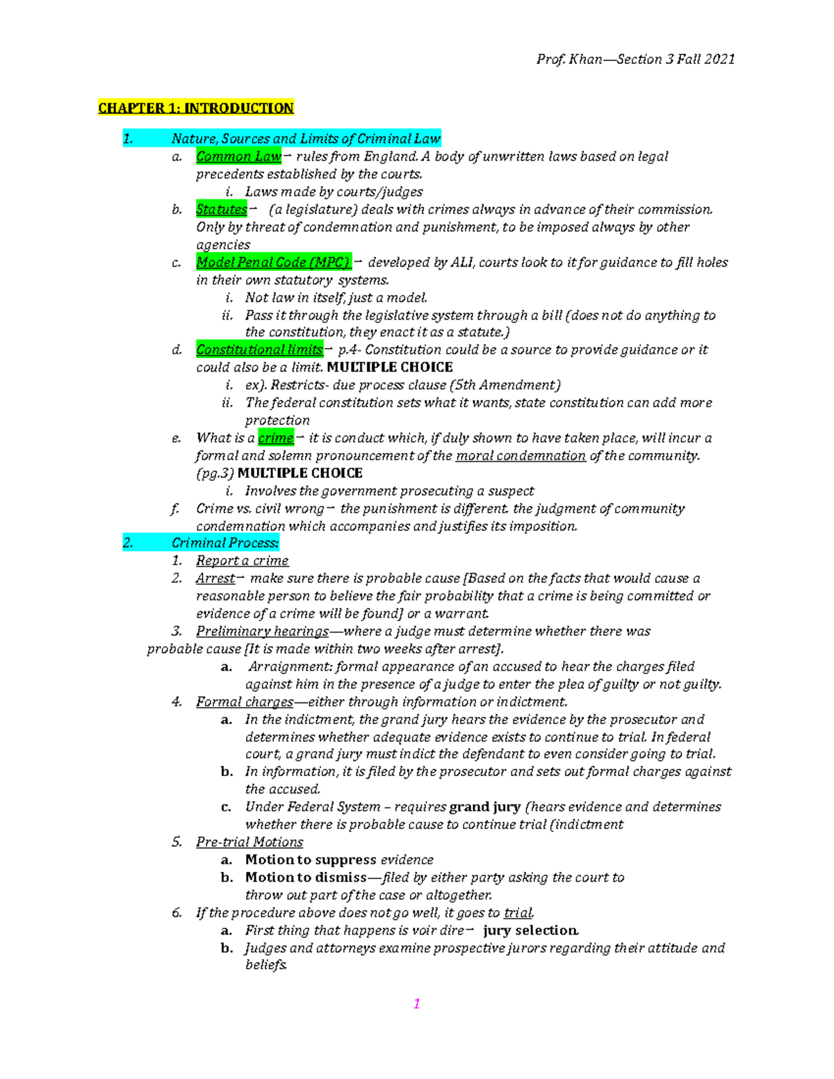 Criminal Law-KHAN - CHAPTER 1: INTRODUCTION Nature, Sources and Limits ...