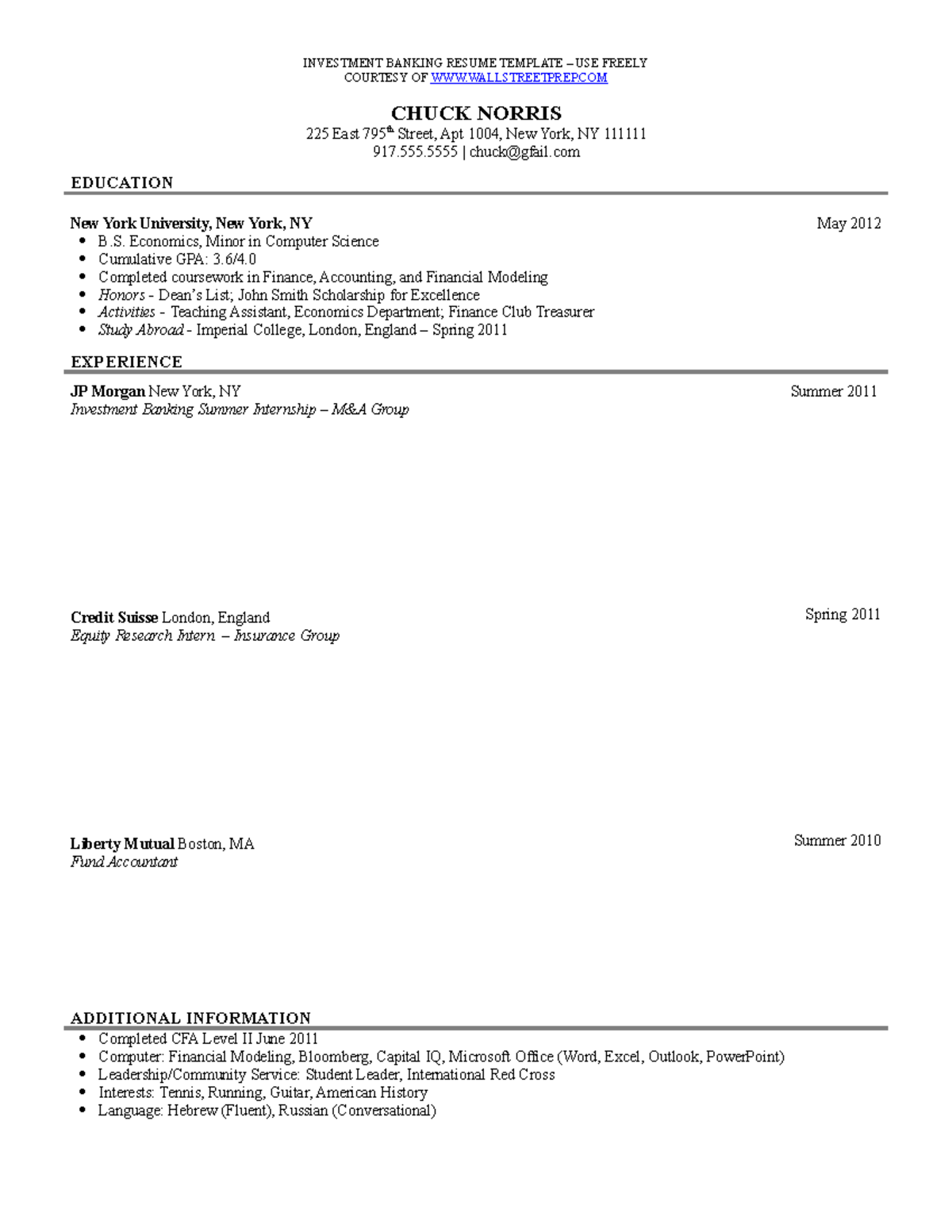 Investment Banking Resume Template - Thumb 1200 1553 