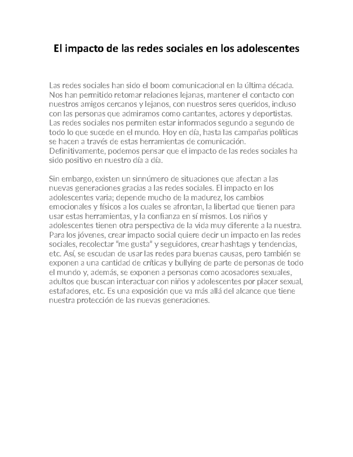 El impacto de las redes sociales en los adolescentes - Nos han ...
