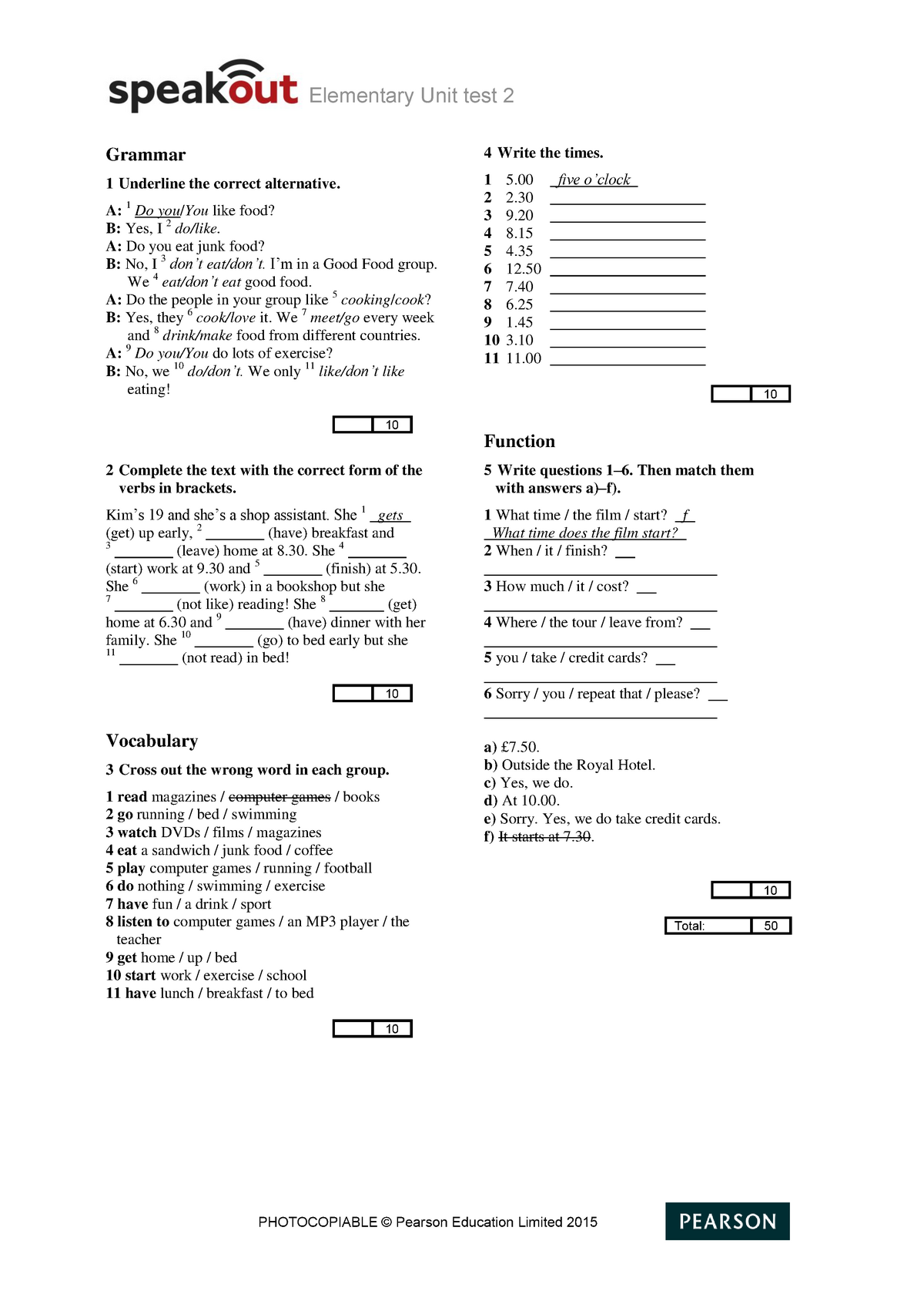 pearson education limited 2007 photocopiable answer key