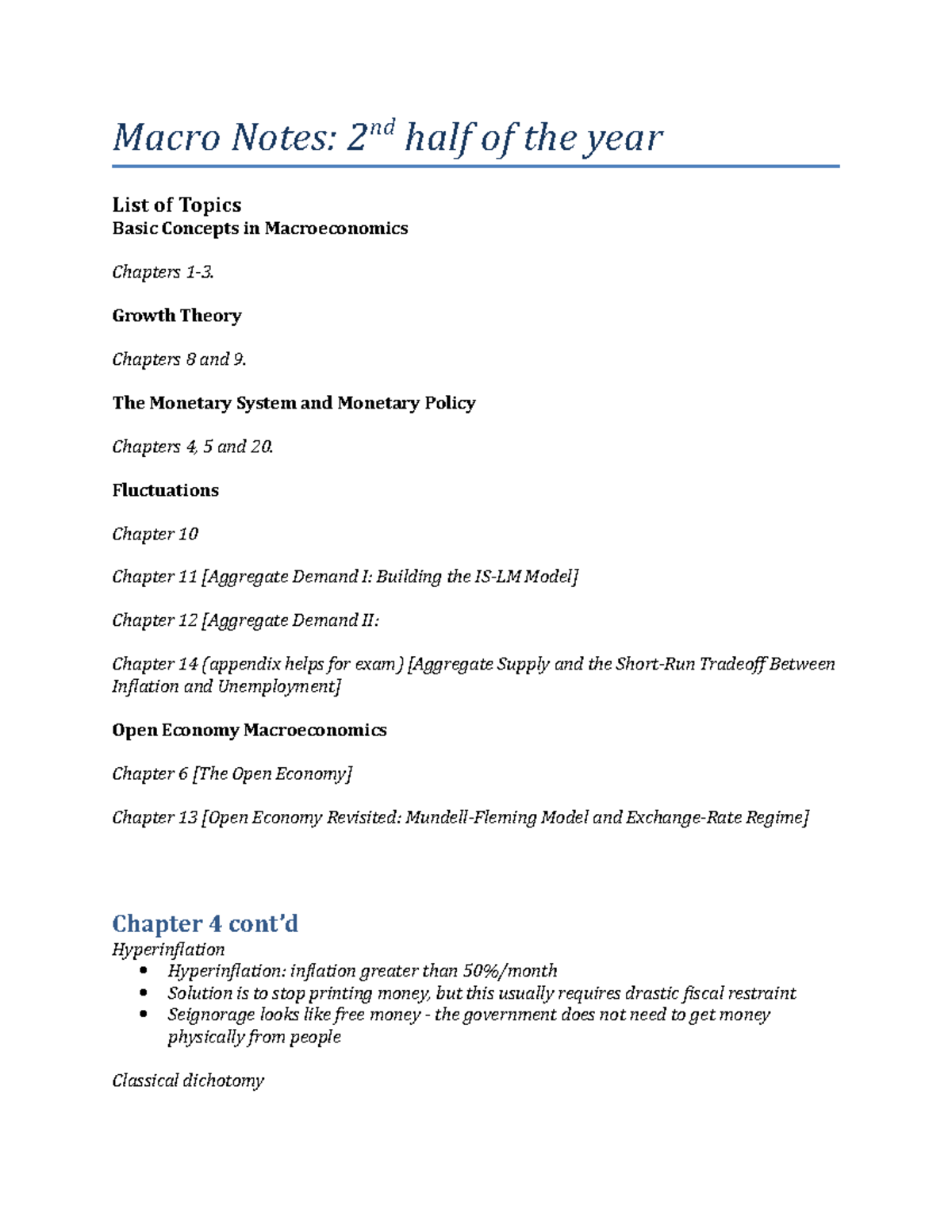 Macro Notes - Part 2 - compiled lectures from second half of semester ...