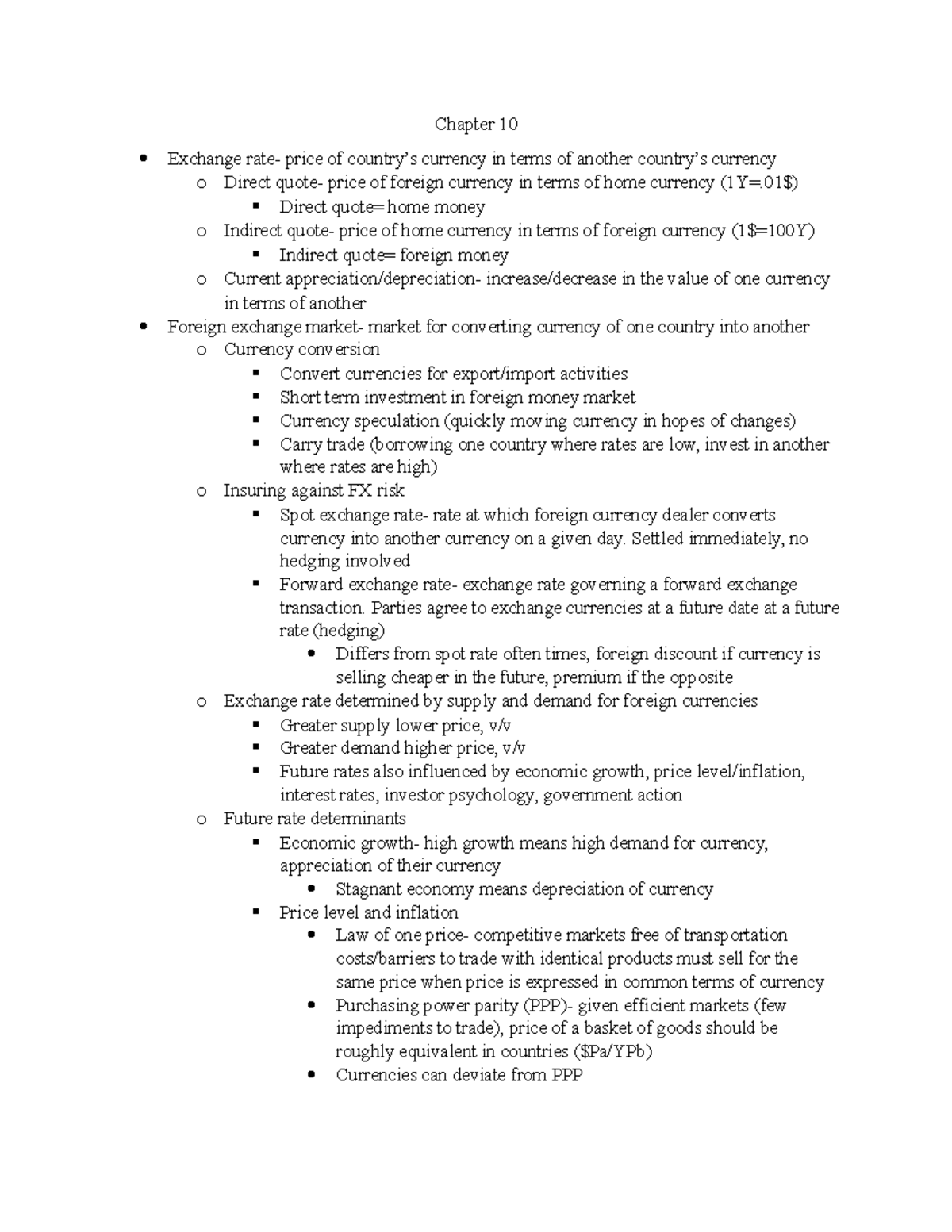 SOM Final Studyguide - Lecture notes 19-24 - Chapter 10 Exchange rate ...