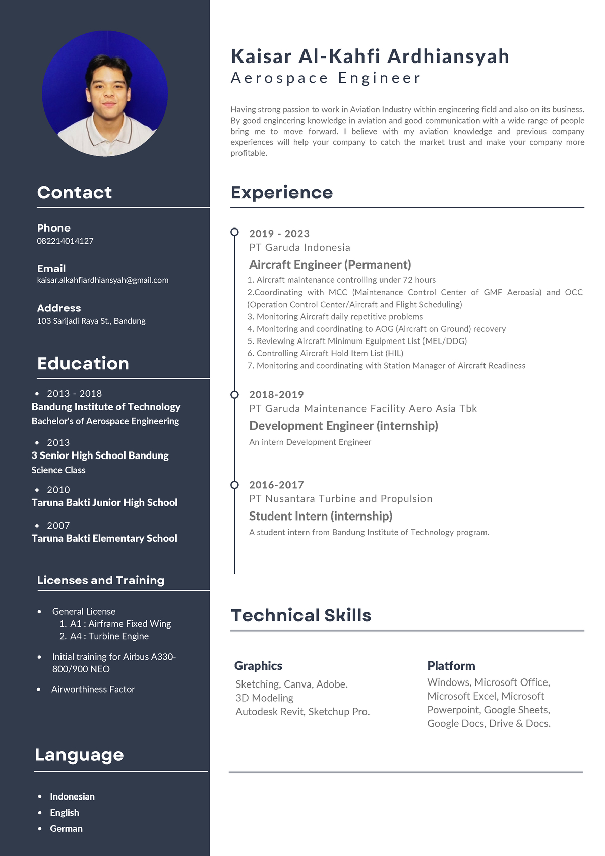 Black White Minimalist Cv Resume - Contact Education 082214014127 Phone 