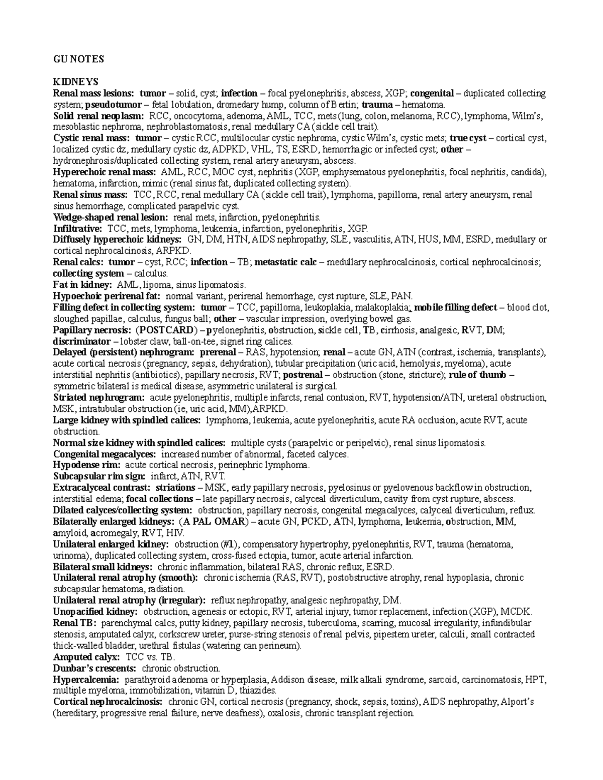 GU Notes - Genitourinary (GU) Radiology, imaging of the genitourinary ...