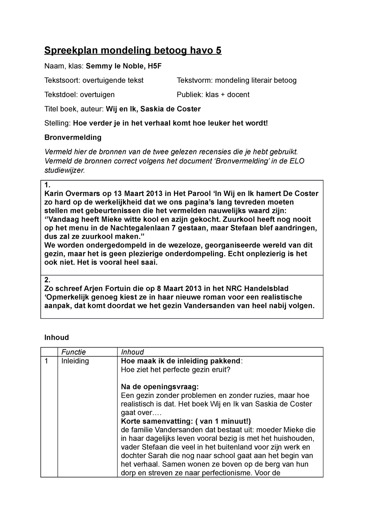 Spreekplan Nederlands Betoog Havo 5 Spreekplan Mondeling Betoog Havo 5 Naam Klas Semmy Le Noble Studeersnel