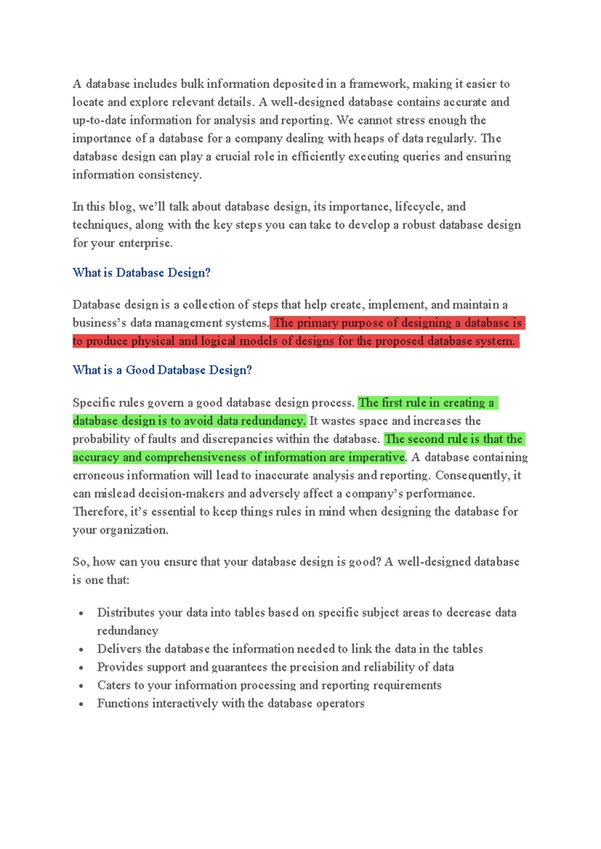 DB Design - A database includes bulk information deposited in a ...
